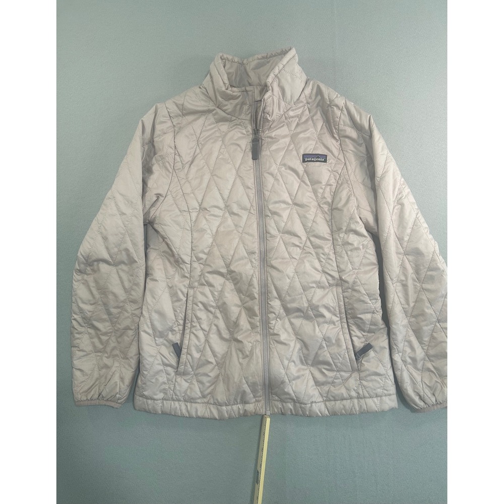 Patagonia Jacket Girls XL 14 Blush Pink Quilted Floral Lined Primaloft Full Zip